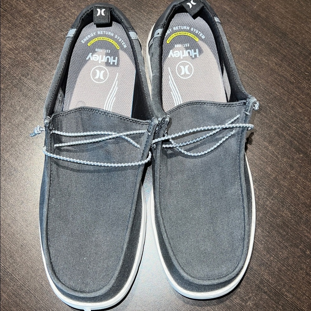 Hurley Charcoal Canvas Slip-On Shoes Excellent Condition Size 12